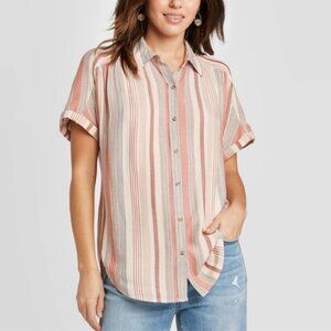 Universal Thread Striped Button Up Top Size XL